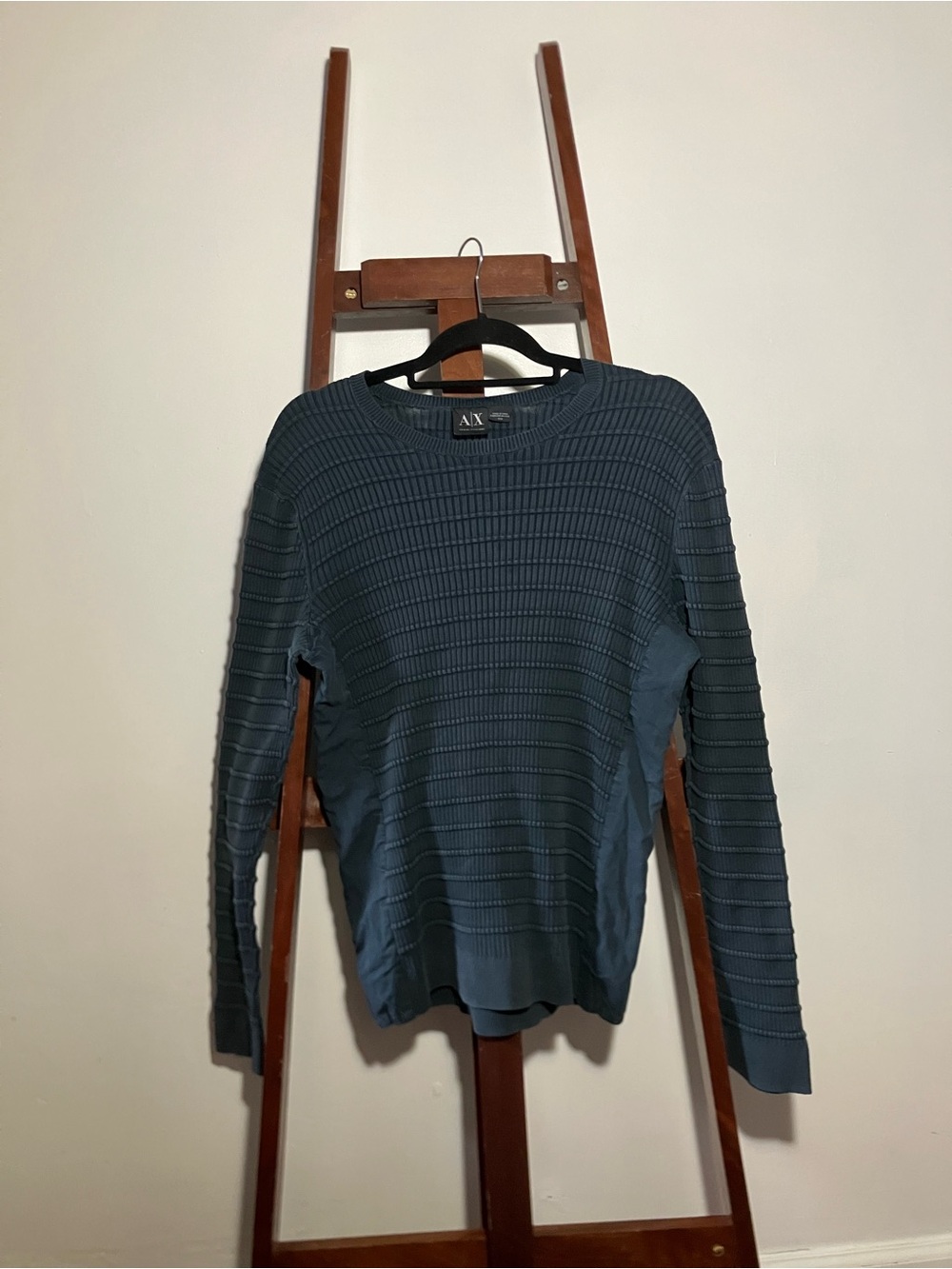 A/X Armani Exchange Men's Ribbed Crewneck Sweater - Slate Blue